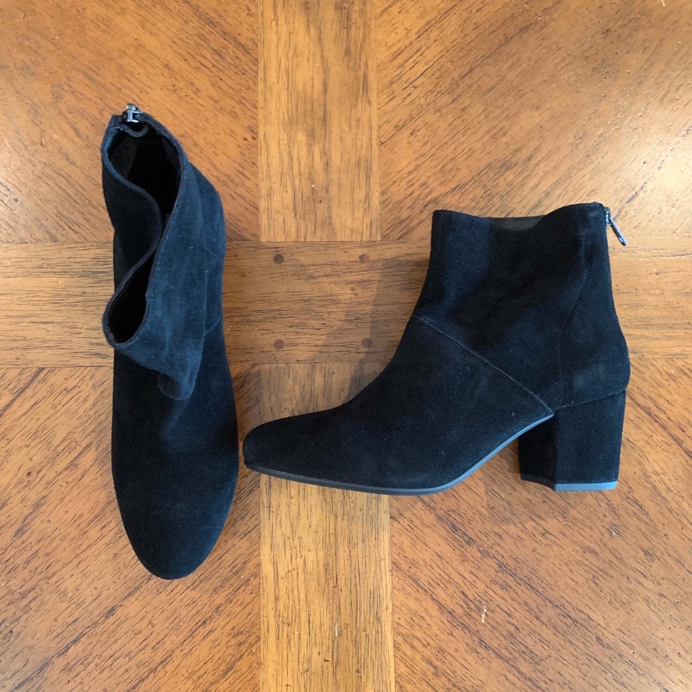 Black Suede Heeled Ankle Boots
